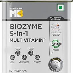 MuscleBlaze Biozyme Daily Multivitamin|5-In-1 Supplement With Vitamins,Minerals,Joint,T-Booster Blend|With Us Patent Published Eafa|For Higher Energy & Improved Performance,1 Count,90 Capsules-picture-21