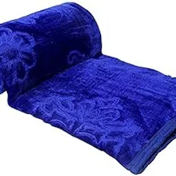 CHANGERS Embossed Blankets,Quilt,duvets,dohar Solid Colour Ultra Soft Floral Double Bed Heavy Mink Winter Blanket (Blue)-picture-26