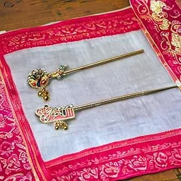 RMCG Traders Metal Laddu Gopal Ji Bansuri for Krishna Idol | Thakur Ji Bansuri | Beautiful Bansuri for Kanha Ji | Designer Bansuri for Laddu Gopal (Size: 1-4 No) Pack of 2-picture-16