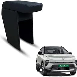 Carigiri Premium Finish Car Armrest with Storage Box And High Density Moulded Foam For Tata Punch Ev (Models-2024, 2025) (Black Seam,Nappa Leatherette) image 1