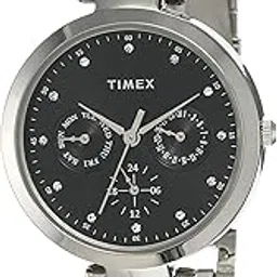 Women Femme Silver Band, Silver Dial Analogique Cadran Noir Montre-image-68