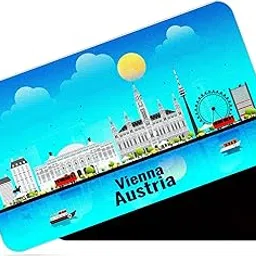 dhcrafts Rectangular Rubber Fridge Magnet/Magnetic Card Blue Austria Vienna Design Pack of 1 (8.6cm x 5.4cm)-image-10