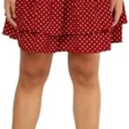 vahson Designer Printed Layered & Flared Above Knee Length Royal Regular Fit Short A-Line Crepe Skirt Midi for Women/Girls-picture-44