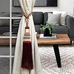 Heart Home Tassel | Curtain Tie Back Tassel Set | Curtain Holder Tieback | Curtain Tieback | Curtain Holder for Home & Office D�cor | Moti Kit Pit Tassel | Maroon-picture-28
