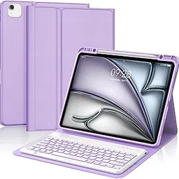 Keyboard Case for iPad Pro 12.9 6th/5th/4th/3rd Gen Case with Backlit Keyboard for iPad Air 13 Inch (M3 2025/M2 2024) Protector Smart Cover Keypad for Pro 12.9in 2018-2022 with Pencil Holder, Purple-picture-10