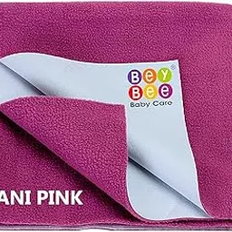 BeyBee Instadry Anti-Piling Fleece Extra Absorbent Quick Dry Sheet for New Born Babies, Bed Protector Mattress, Reusable Waterproof Baby Cot Sheet for Toddler Infant, Small Size 50x70cm, Rani Pink-image-3