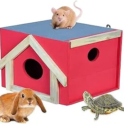 Cket Wood Pet House for Small Pets - Hamster, Tortoise, Rats, Chinchilla, Hedgehog, Gerbil, Sugar Glider, Birds Hideout-picture-26