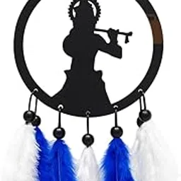 Monssa Krishna Blue&White Car Dream Catcher Car Hanging for Rear View Mirror - Handmade Feather Charm Ornament for Car Interior Decoration & Gift - Positive Energy & Protection Accessory - (Pack of 1)-image-60