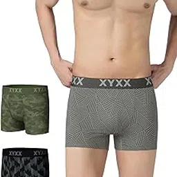xyxx Men's Matrix Super Combed Cotton Blend Geometric Antimicrobial Trunks with No Marks Waistband (Pack of 3)-picture-25