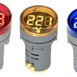 croptronia (Set of 3) AC 60-500V LED Voltage Meter Indicator Signal Light Digital Display Voltage Meter Indicator Round Lamp Tester (Red, yellow, Blue)-image-8