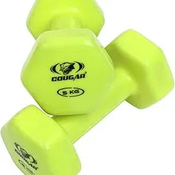 COUGAR Vinyl Hexa dumbbells, Vinyl coated hex shape dumbbells, Dumbbell set for Fitness, Strength Training & Home Gym Exercise 1 Pair (Multicolor (5Kg x 2Pcs))-picture-32