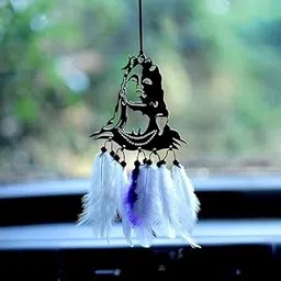 Acrylic Decorative Car Hanging Ornament Dream Catchers for Car,Home,Window&Garden for Positive Vibes Mirror Decor Good Luck Hand Made Gift,Wind Chimes, Room Feathers (Shiv 12)-picture-18