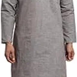 latest chikan Men's Cotton Regular Textured Long Kurta Full Sleeves - Casual Ethnic Wear-picture-43