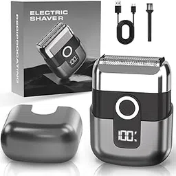 LYRSLF Electric Foil Shavers for Men: Mini Electric Razor, Foil Shaver for Face, IPX7 Waterproof Wet Dry Cordless Razor with 3 Floating Blades, LED Display, USB-C Fast Rechargeable for Travel & Home-image-1