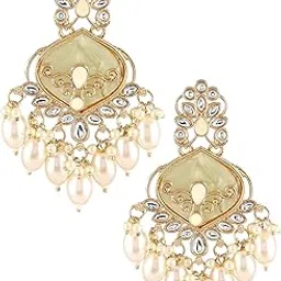 fabula Jewellery Gold Ethnic Drop Earrings - With Kundan & Cluster Pearls - For Women & Girls Stylish Latest (CKE542_Z1)- For Women & Girls Stylish Latest-picture-36