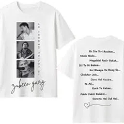 Zubeen Garg Printed T Shirt - Tribute English Tee — White Round-Neck Poly-Cotton T-Shirt (B/W Portrait Print) — Tribute Gift for Fans — Sizes S to 2XL (in, Alpha, L, Regular)-image-39