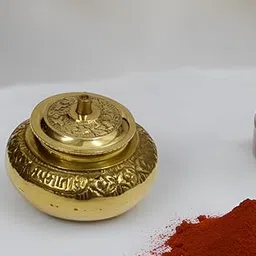 Purpledip Brass Box For Ring, Jewelery, Or Sindoor: Kumkum Dibbi Haldi Chandan Box (12352B)-picture-21