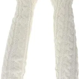 Women Winter Knit Long Fingerless Gloves Thumbhole Arm Warmer Mittens White Clothing Shoes & Accessories | Womens Accessories | Gloves & Mittens-image-28