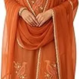gp1 Women’s Unstitched Shimmer Top with Shantoon Bottom and Organza Dupatta – Embroidered Salwar Suit Dress Material | (Top 2.5m, Bottom 2.5m, Dupatta 2.25m) image 1