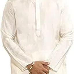 vastramay Men's Tissue Silk Kurta - Solid Knee-Length, Mandrin Collar, Long Sleeves, Button Closure & Side Slits - Traditional Attire for Weddings and Festivals-picture-51