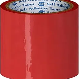 VCR Red Color Tape - 50 Meters in Length - 96mm / 4" Width - 01 Roll Per Pack - BOPP Self Adhesive Tape for Arts and Craft use, Box Packing, Office and Home use-image-9