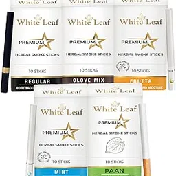White Leaf Natural Herbal Cigarettes Regular, Clove, Frutta, Mint, PAAN Flavour (50 Sticks) 100% Tobacco-Free and Nicotine-Free With Anti Addiction Shot Spray 100 ml Made From Ayurvedic Herbs-picture-15