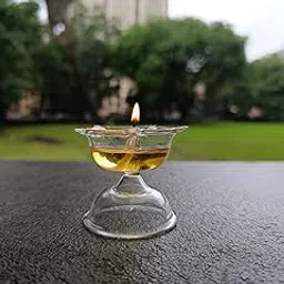 Borosilicate Glass Niranjan for Pooja | Cotton Wick Diya Lamp | Decorative Oil Lamp | Puja Samagree | Akhand Diya | (Diameter- 6 cm , Height- 5.5 cm)-picture-18