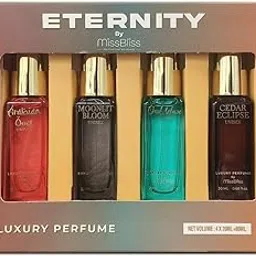 MissBliss Unisex Scents | Long Lasting Perfume Gift Set for Man and Woman | EDP 4x20ML | Arabian Oud, Wave, Cedar and Moonlit | Woody, Oud, Cirtus Long Lasting Premium Fragrance-image-4