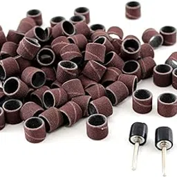 TEMO 100 pc 1/2 Inch (13 mm) Sand Drum Grit 60 Coarse with 2 pc 1/8 Inch (3 mm) Mandrel for Dremel and Compatible Rotary Tools-image-60
