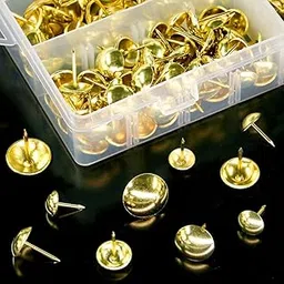 UNIQUELLA Chrome Gold Polished Pully Stud Pins durable in use Specially perfect for furniture Full of vintage style,best for decorating your Homes Nails/Screws, Rust Free Push Nails,Sofa Nails 13mm Dia & Length 17mm Pack of 40 Pcs.-image-36
