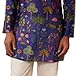 vastramay Men's Digital Print Kurta with Cream Satin Palazzo Set-picture-23