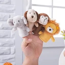 ZOOMELLA Cartoon Animal Finger Puppets Set Baby Educational Fingers Toys Kids Gift Light Brown Dog-image-77