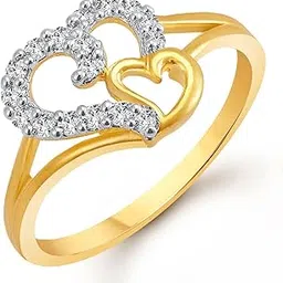 vighnaharta Valentine Gift Couple Heart (CZ) Gold and Rhodium Plated Ring -[VFJ1020FRG]-picture-20