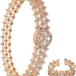 zeneme Bracelet American Diamond Studded Artistically Designed Celebrity Inspired American Diamond Bracelet Jewellery For Girl and Women-picture-32