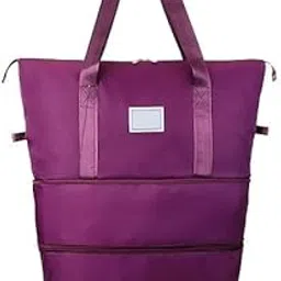 shamax Nylon High-Capacity Double-Layer Travelling Bag, Large Capacity Folding Travel Bag, Foldable Travel Duffel Bag, Travel Lightweight Waterproof Carry Luggage Bag (Wine, Large) image 1