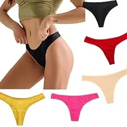 Silverlake Women Cotton Comfortable Fabric Daily Use Regular Wear Mid Rise Thong Panty Pack of 5 (Beige Pink White Black Red)-picture-17