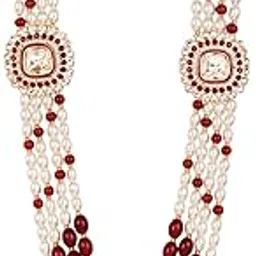 4 Layered Traditional Gold Plated Dulha Moti Mala with Beaded Maharaja Haar/Groom Necklace for Men-image-37