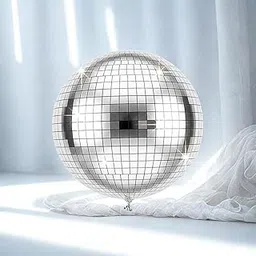 Big Size Disco Ball Foil Balloon | Silver Mirror Sphere Party Decoration Balloon | Reusable Air & Helium Compatible Foil Balloon for Birthday, New Year, Dance Party, and Event Décor-picture-21