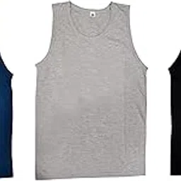 hivata Fancy Gym Vest for Men & Boys Sports Running Cotton Sleeveless Vest/Baniyan Modern Fit Solid Inner wear in Multi Color Pack of 3-picture-35