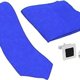 zitti Italian Silk Tie Pocket Square Set with Square Brass Cufflinks & Silver-Black Enamel Checkered Tie Pin | Premium Combo in Leather Box for Men – Formal Gift Set TP-4-picture-18