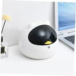 Seafrrzios Cartoon Mini Waste Bins Desktop Garbage Basket Household Cute Desktop Trash Can | Mini Desktop Trash Bin with Attached lid and Swing Opening Tiny Garbage Trash Bin office use-picture-20