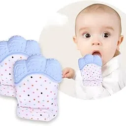 ANKIMA Infant Silicone Baby Silicon Teething Mitten Teether/Glove Pacifier/Bpa-Free Hand Glove For Easy Teething 0-6 Month Boy/Girl-Set Of 2 (Multicolour) (Blue)-picture-32