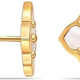 Amazon Brand - Nora Nico 925 Sterling Silver BIS Hallmarked 14K Gold Plated Mother of Pearl Malachite Flower Stud Earring for Women and Girls-picture-15