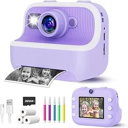 Instant Print Camera for Kids, Christmas Birthday Gifts for Girls Boys, Kids Camera Instant Print with Dual Camera 1080P Digital Camera Toys for 4 5 6 7 8 9 10 Year Old Girl with 32GB SD Card-Purple-picture-40