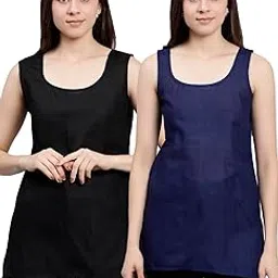 seva chikan Black Cotton Regular Fit Straight Camisole Inner Slip for Women, Combo Set, Pack of 2 SCL10015-picture-58