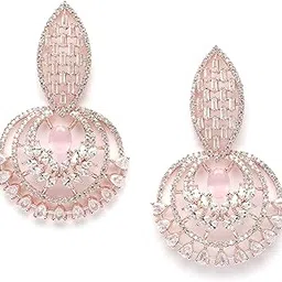 karatcart Silver-Plated Green American Diamond Studded Drop Earrings for Women-picture-51