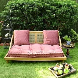 Urban Den Escape - Rattan Seating Furniture Floor Sofa In Velvet Long Seat, 2 Seater-picture-13