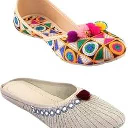 Stylish Combo Juttis for Women-Ethnic Floral Pattern Bellies-picture-48