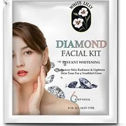 White Lilly Diamond Facial Kit – 6 Step Facial for Instant Whitening, Radiant Glow & Anti-Ageing | Brightens, Purifies & Rejuvenates Skin | Suitable for All Skin Types | Home Facial Kit (Single Pack) image 1