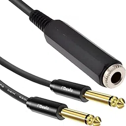 fdealz [ 0.3 Meter ] 6.35 Female to 2 x 6.35 Mono Male Cable, 6.35mm 1/4 inch TRS Stereo Female to 2 Dual 1/4 Inch TS Mono Male Y Splitter Adiuo Cable, 30 CM-picture-44
